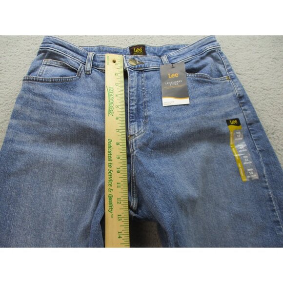 LEE Jeans Womens 14 Blue Straight Wide Leg Curvy High Rise Trouser Denim (30x32) - Picture 7 of 11